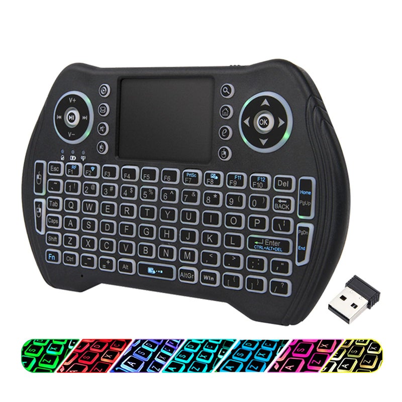 EASYTONE Backlit Mini Wireless Keyboard Touchpad Mouse Combo with Rechargable Li-ion Battery Multi-Media Keys, Handheld Keyboard for Android TV Box, Smart TV, X-Box, PC, Android Windows Linux MacOS - Image 1